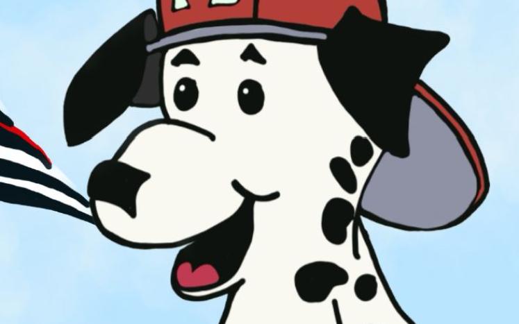 Dalmation with fire hat